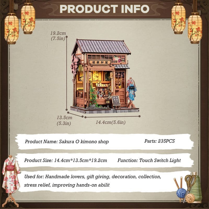 Miniature House Model Kit Sakura O Kimono Shop 19 x 14 cm 5